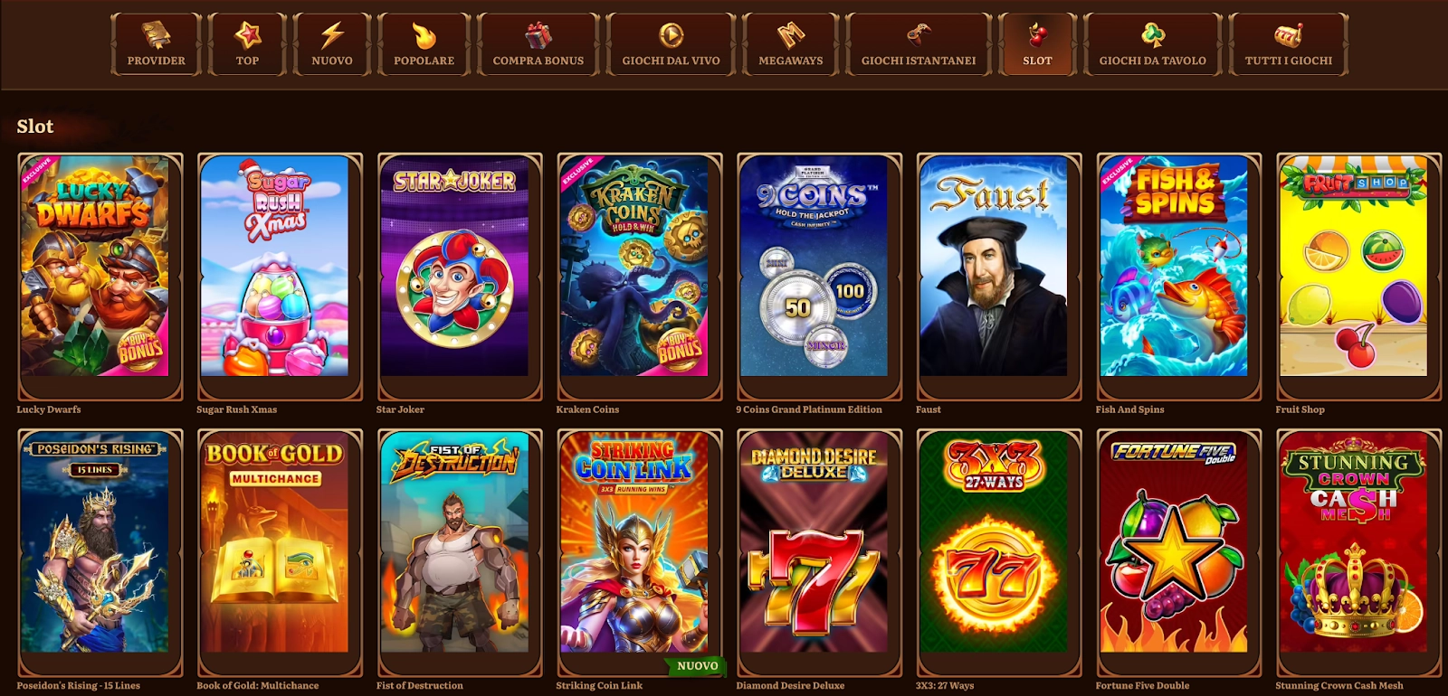 Slot machine classiche e moderne su Wild Robin Casino